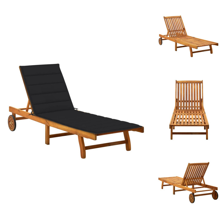 vidaXL Lehátko s vankúšom z masívneho dreva akácie - Lehátka