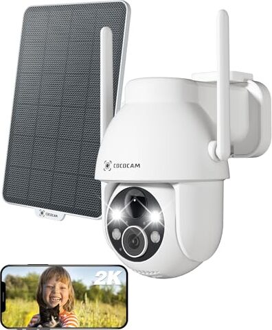 Cococam 2k vonkajšia monitorovacia kamera batéria WiFi solárna bezdrôtová AI detekcia ľudí farebné nočné videnie kompatibilné s Alexou 2-cestný zvuk IP66
