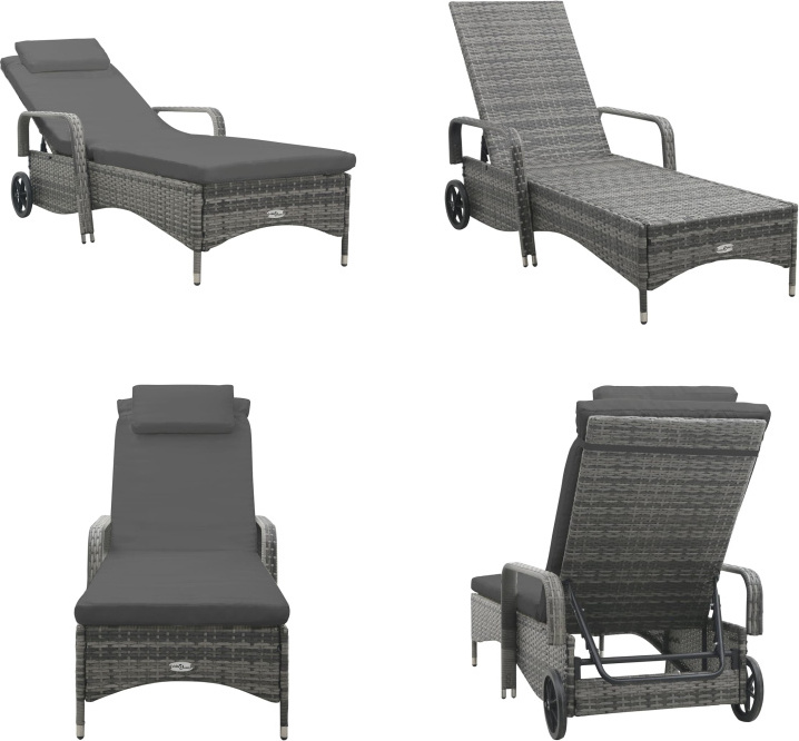 vidaXL Lehátko s kolieskami polyratan antracit - Lehátko - Lehátka - Záhradné ležadlo - Záhradné ležadlá