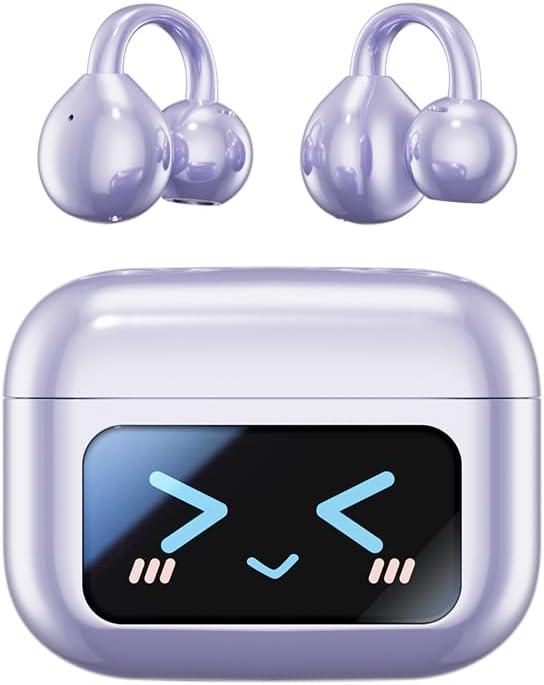 vashoy mit ohrclip, Bluetooth 5.4-Sportkopfhörer,übersetzungskopfhörer,IPX5 wasserdicht, Digitale Anzeige-LED, offener Typ,geeignet für Sport/Fitness/Laufen