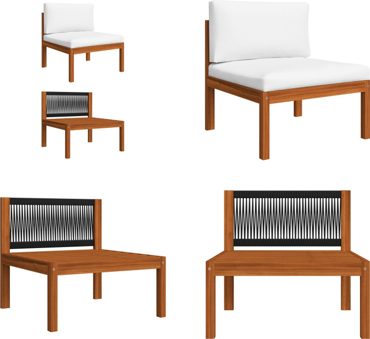 vidaXL Garten Mittelsofa mit Auflagen Massivholz Akazie - Mittelsofa - Mittelsofas - Sofa-Mittelstück - Sofa-Mittelstücke HL312429