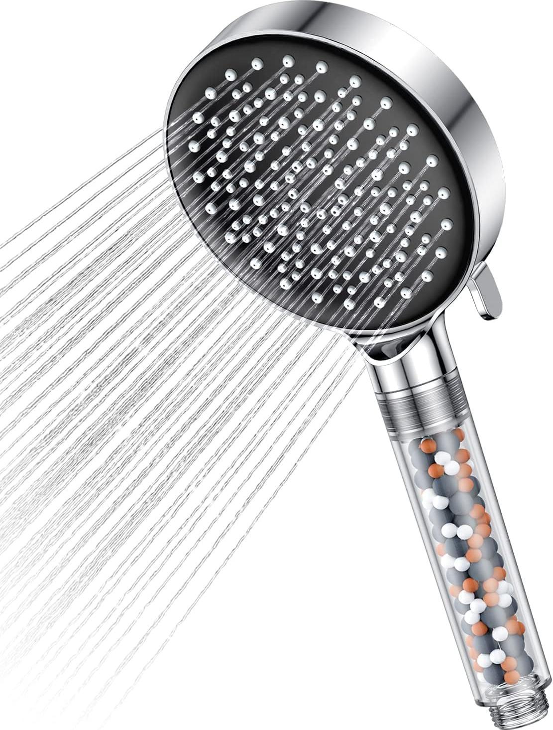 Zimtky Duschkopf mit Filter, Duschkopf Wassersparend 7,5L/Min, Duschbrause mit 6 Strahlarten, Handbrause Duschkopf, Sparduschkopf mit Filter Gegen Kalk für Hartes Wasser, Chrom Z251114B09SYM81WM