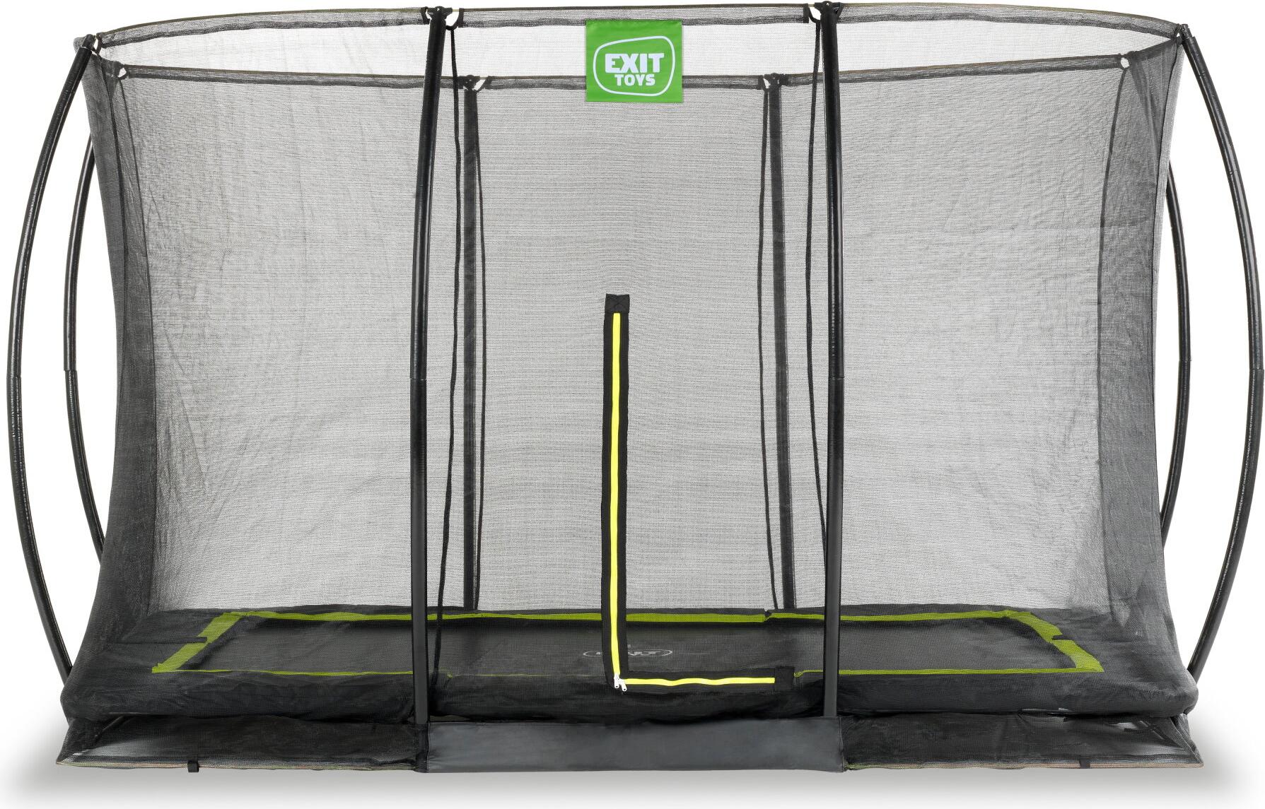 EXIT Silhouette Trampolína 244 x 366 cm, s bezpečnostnou sieťou, trampolína na zem, obdĺžniková, pre deti, čierna