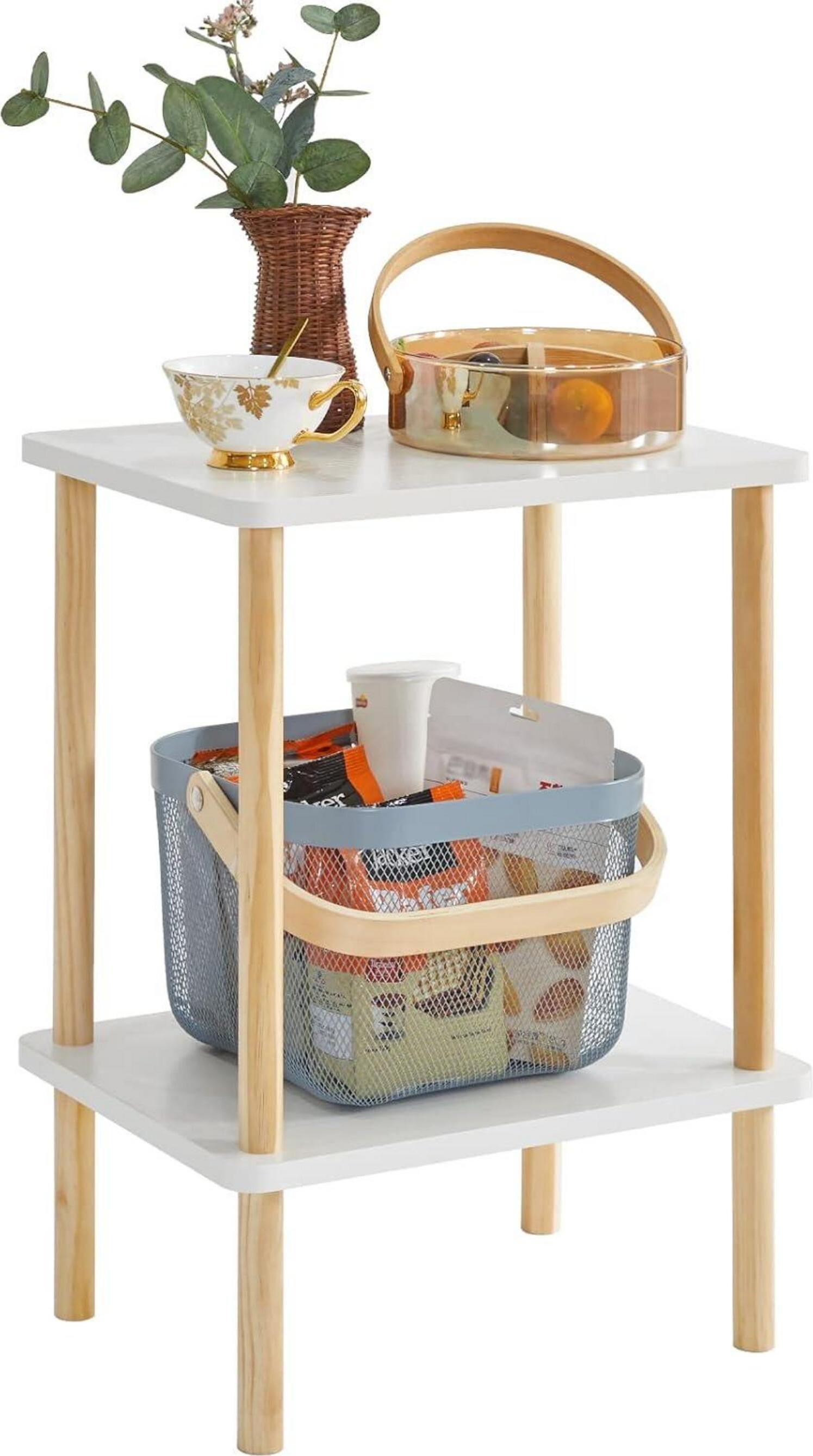 Sonstige IBUYKE Holz Beistelltisch 2 Ebenen 39x29x53cm Weiß Modernes Design
