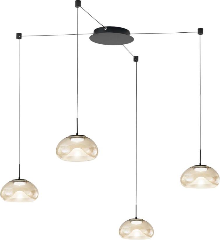 Brena - Cognacfarbene 4-flammige dezentrale Pendelleuchte - Fabas Luce - 40 W dimmbare LED - Dezentrale Montage