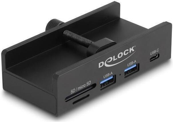 DeLOCK 64263, USB 2.0 Type-A, USB 3.2 Gen 2 (3.1 Gen 2) Type-A, USB 3.2 Gen 2 (3.1 Gen 2) Type-C, Microsd (transflash), SD, 5000 Mbit/s, Čierna, Hliník, Plast
