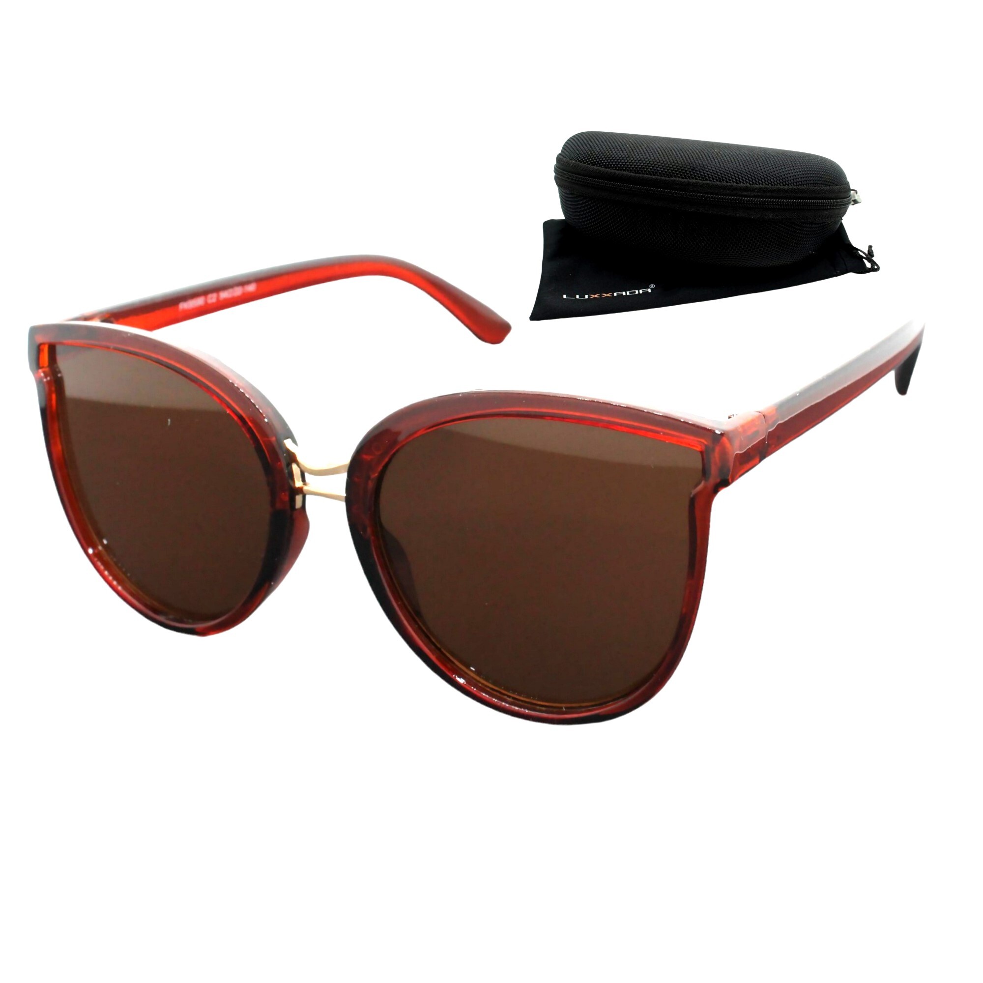 Hochwertige Cateye Sonnenbrille Katzenaugen Brille Groß Modern Braun Gold Damen Markenbrille Luxxada ® mit Brillenbox LX12CT-Brown-Braun-BOX