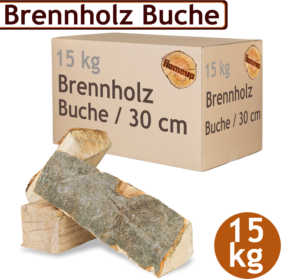 Brennholz Kaminholz Holz 15 kg Für Ofen und Kamin Kaminofen Feuerschale Grill Buche Feuerholz Buchenholz Holzscheite Wood 30 cm Flameup