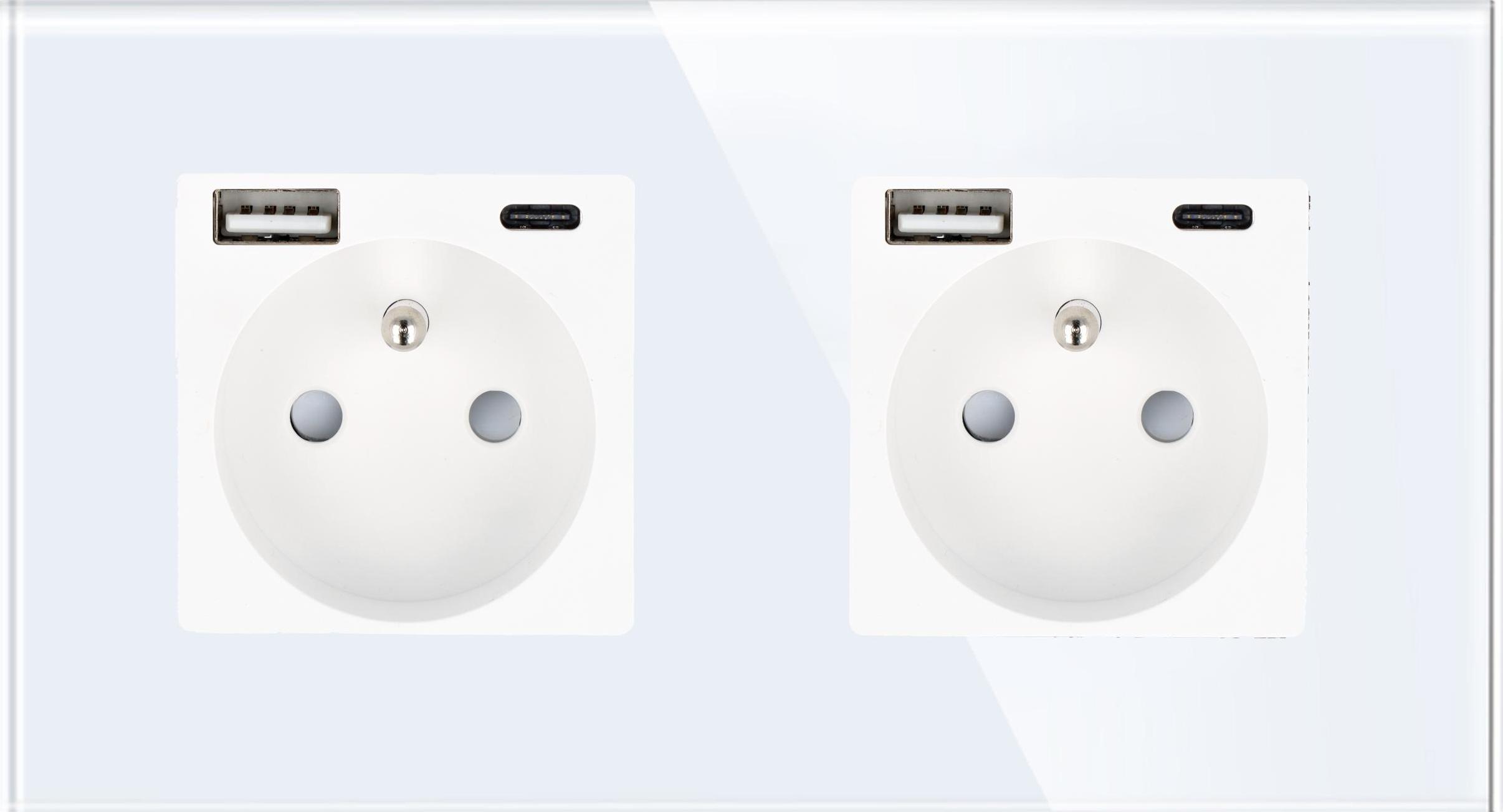 Smart Home USB A+C Steckdose im Doppelrahmen, weiß__
