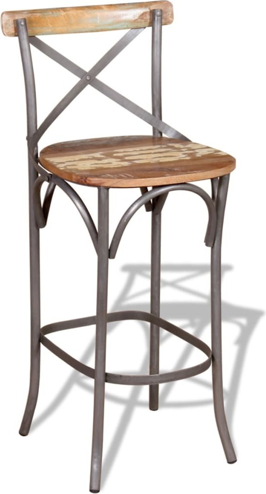 DKD HOME DECOR Barhocker Altholz Recyceltes Massivholz Eisen Mehrfarbig Antikstil 45 x 45 x 110 cm 459244014