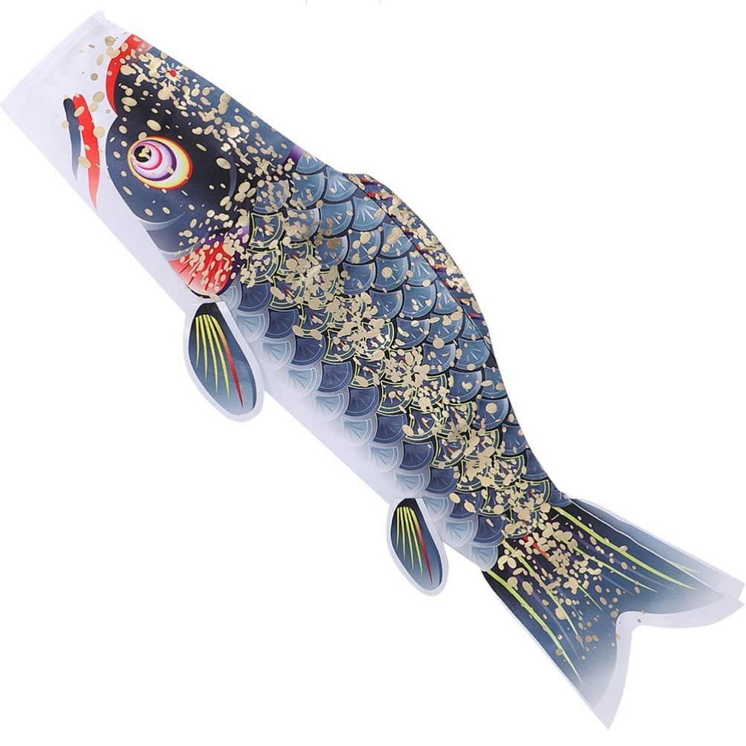 Ipetboom Fisch Windsock Flagge Nobori Koinobori Streamer für Garten Hof Neujahr Dekoration Schwarz 100x27cm