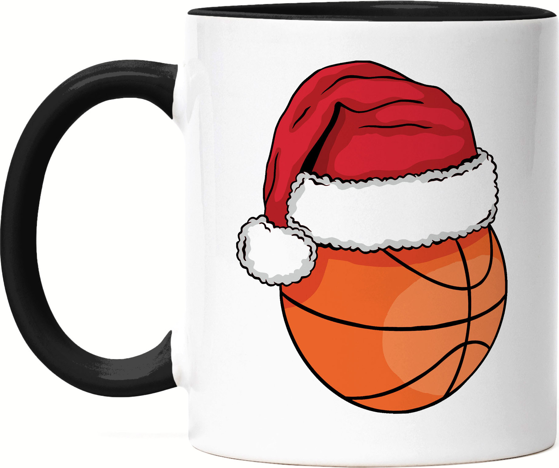 Hey!Print Basketball Tasse Schwarz Leben Mannschaft Spieler Teamsport Korb Basket Ballsport Jersey Team Weihnachten Frohes Fest HP-1795-T-Schwarz