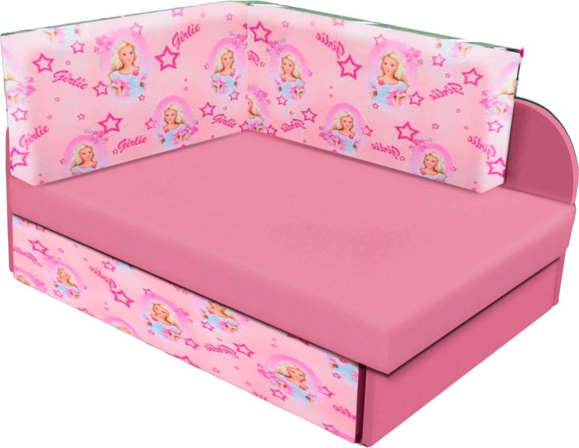 VENETI Kinderschlafsofa FATAJA - rosa / Muster 2 060-02-00094