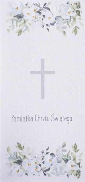 Taufkarte DL C19 – Kreuz mit blauen Blumen – MAK