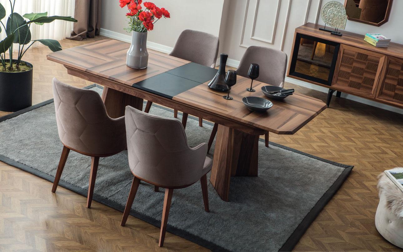 AEA Komplette Essgruppe Designer Essecke Holz Esstisch 6x Polsterstühle JVM4069424259278