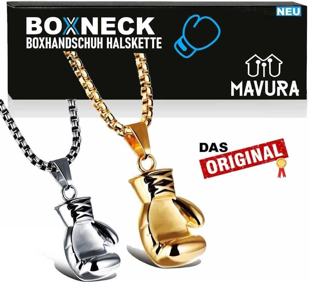 Meet-shop Uomo Donna Collana con Pendente Boxe,Guantoni Ciondolo per Boxe 2PCS Collana in Acciaio Inossidabile con Catena(Oro, Argento