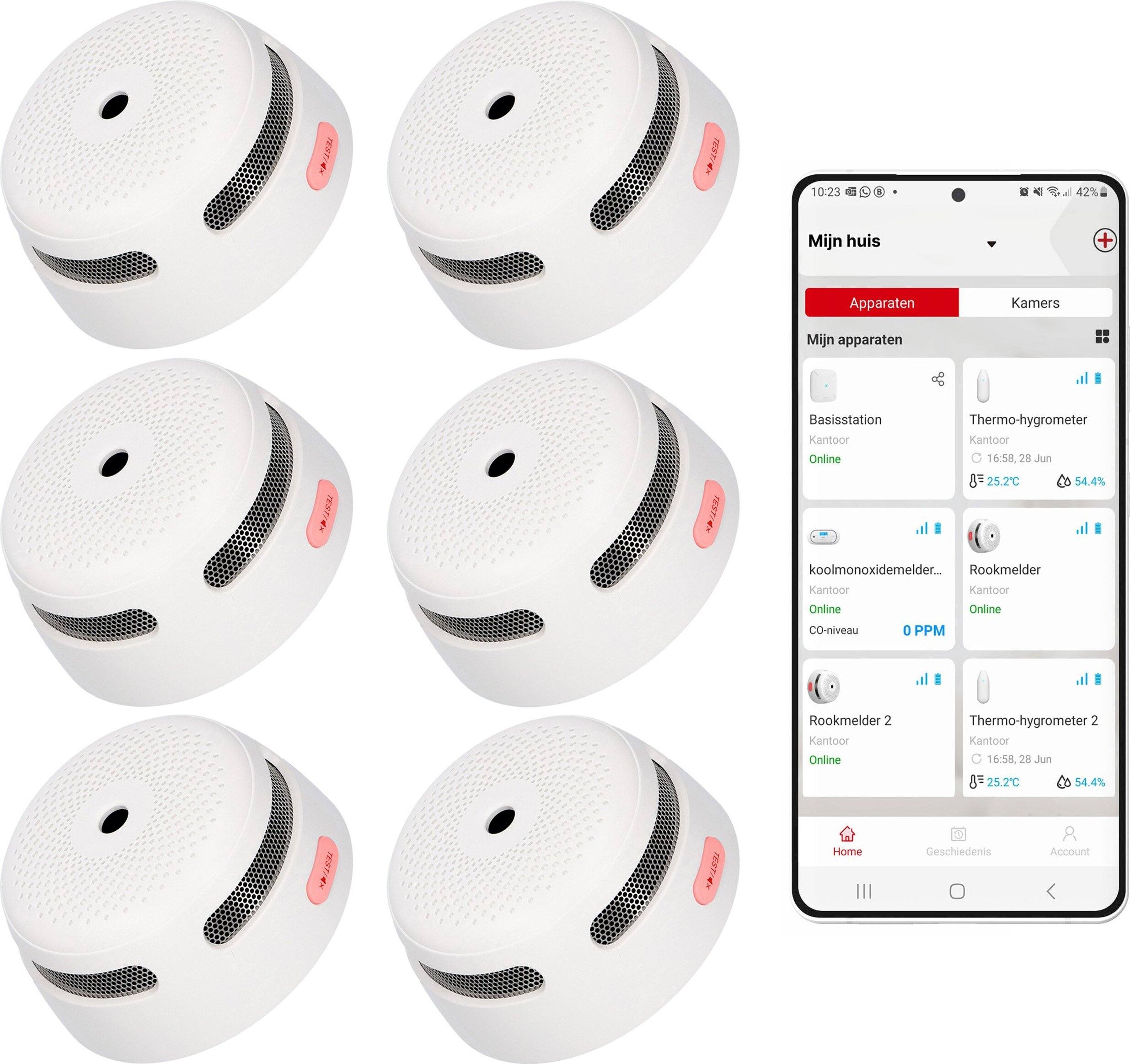 X-Sense XS01-WX Intelligenter Rauchmelder mit Wifi - 6 Rauchdetektoren - 10-Jahres-Batterie - Kompakt - Feueralarm - Rauchdetektor XS01-WXx6