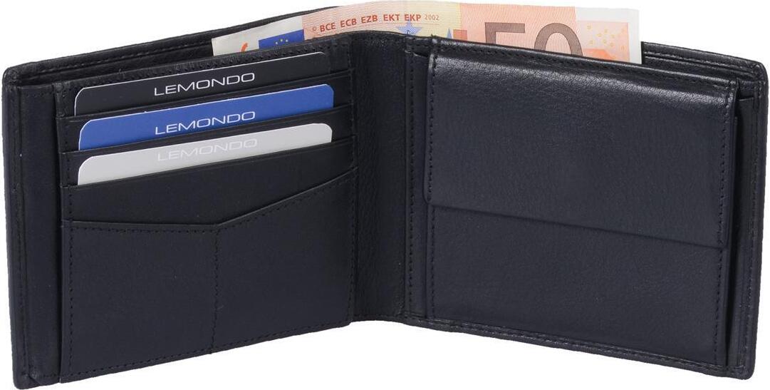 Herrenbörse Herren Geldbörse Leder querformat LEMONDO, schwarz 12x10x2 cm 1117001