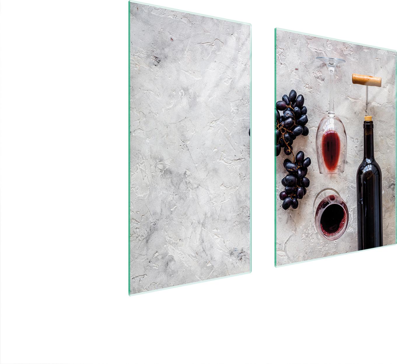TMK ArtDeko Herdabdeckplatten 2 teilig 75x52 Ceranfeld Abdeckung Glas Schneidebrett Wein Glas