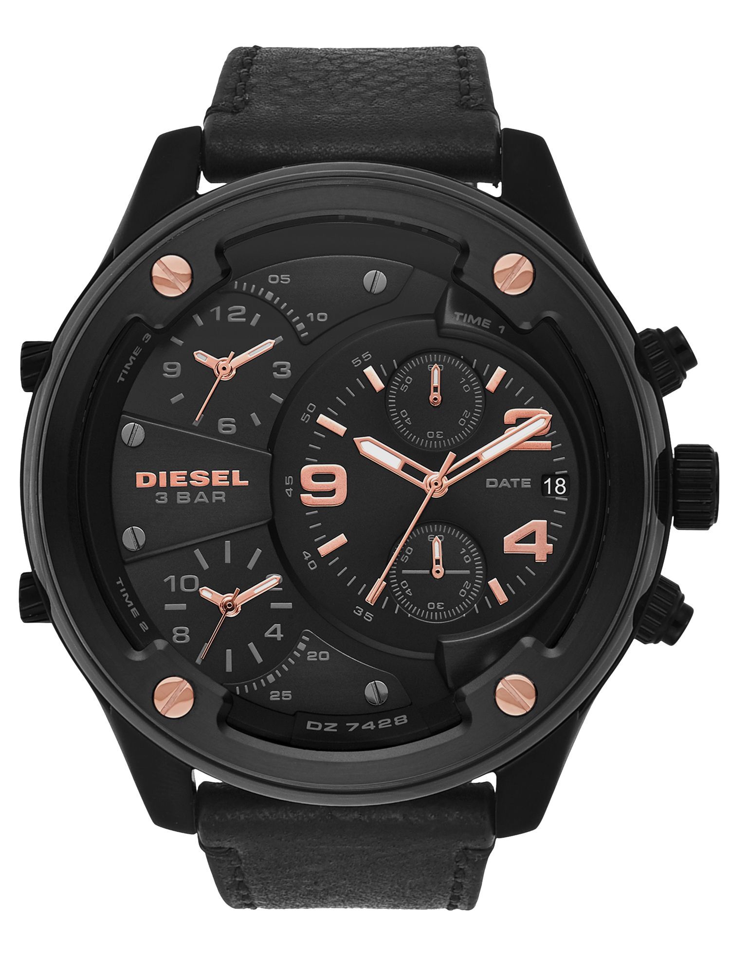 Diesel DZ7428 hodinky pánske kožený remienok dátum čierna