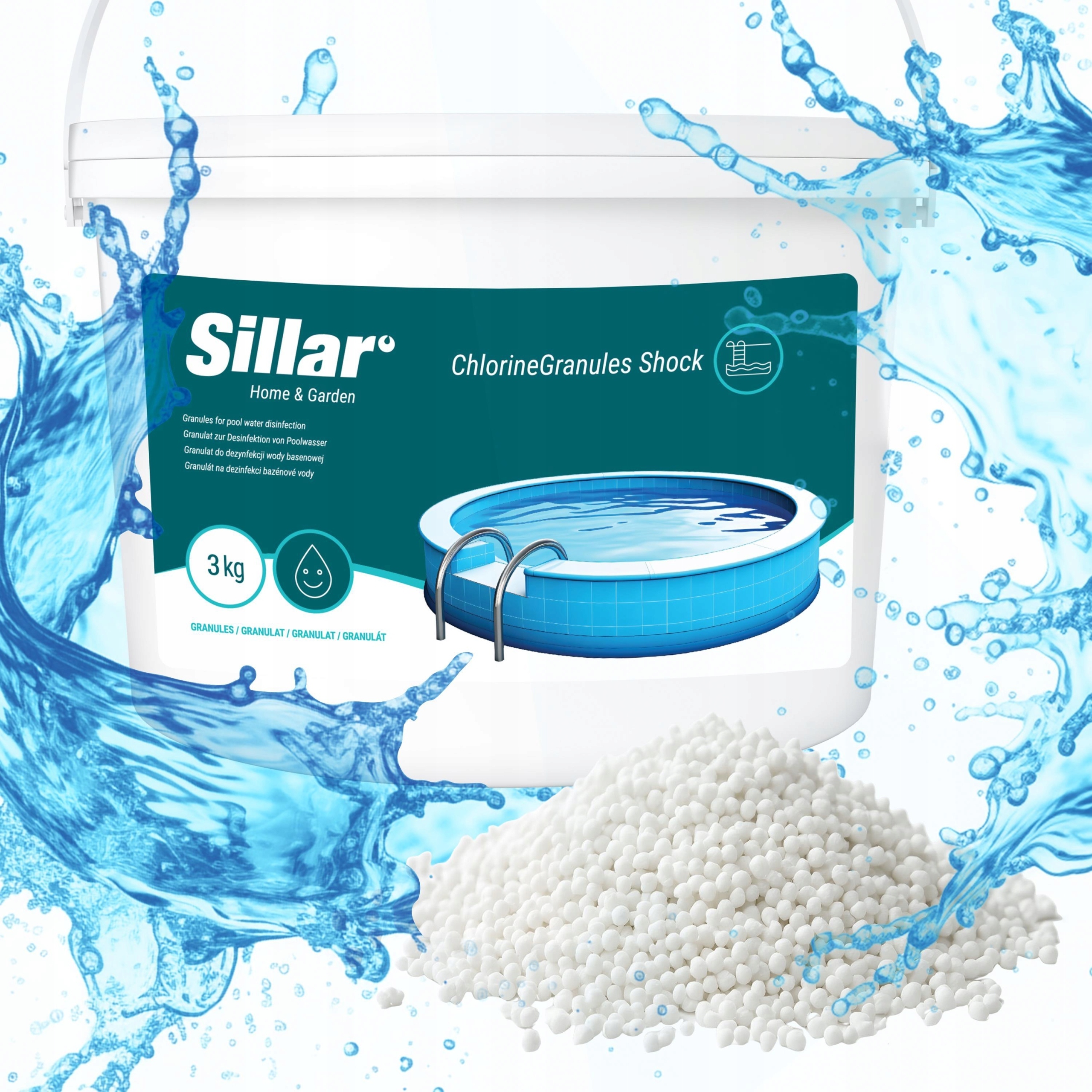Sillar Chlorgranulat 3kg – Pool Schockchlor Granulat für Schwimmbad Wasserpflege SIL2245-3