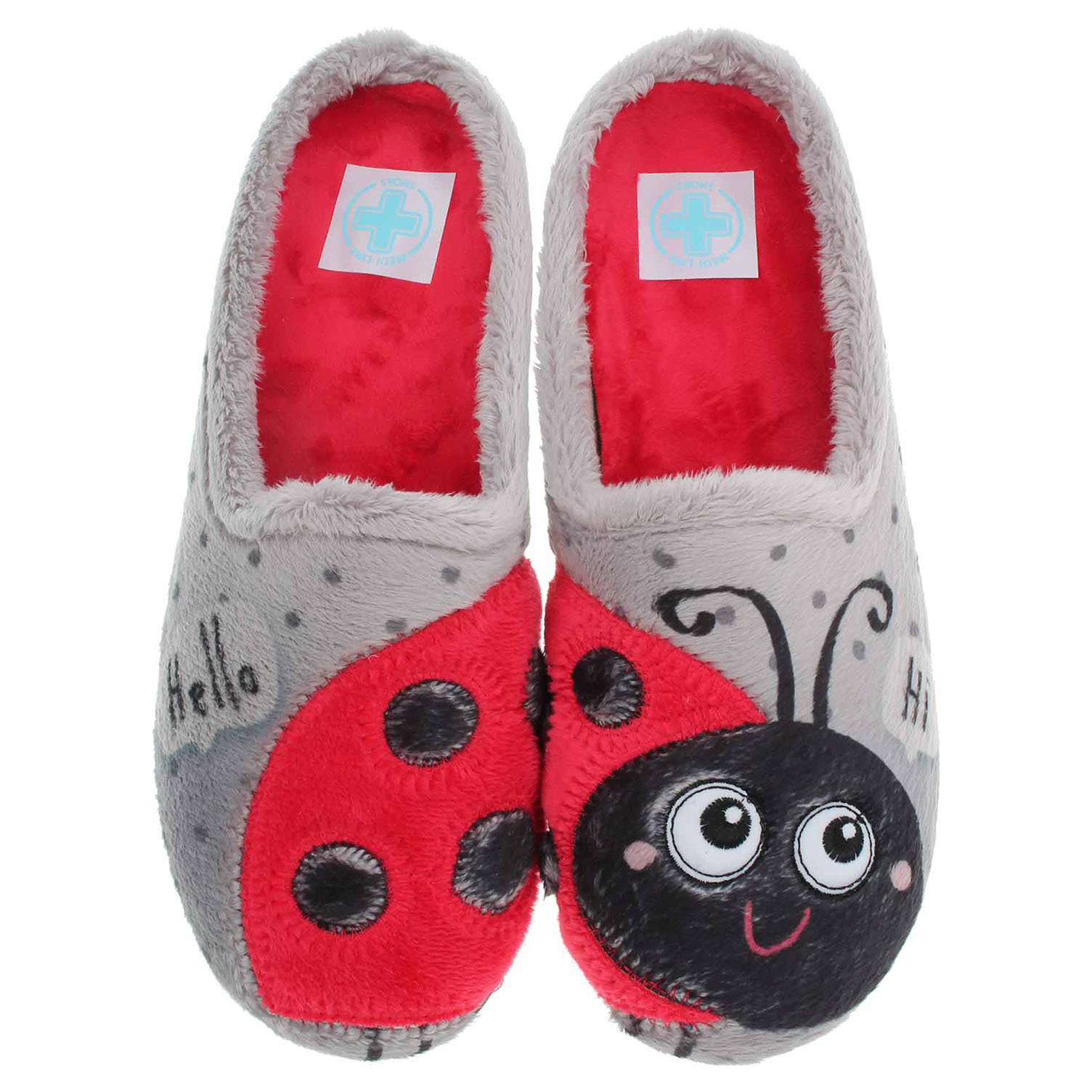 Damen Hausschuhe Medi Line 1121-024 grau-rot 38