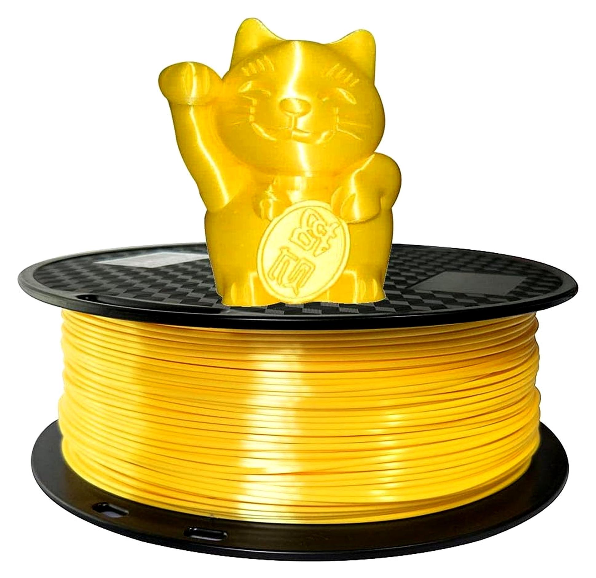 Markenlos Seiden-PLA-Filament Gelb 1,75 mm 1 kg 3D-Druckmaterialien glänzend leuchtend