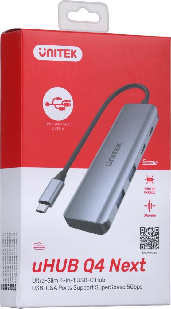 Unitek Hub Usb-C H1107Q; Usb-A X2, Usb-C X2