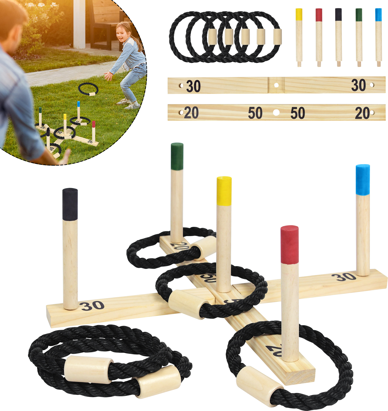 spielzeug ringe LARS360 Ringwurfspiel Wurfspiel Ringe Werfen Spiel, 5 Pcs