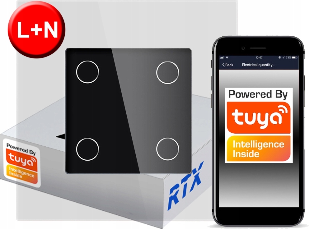 TUYA RTX SH# L+N Touch Switch 4 ZigBee Schaltungen