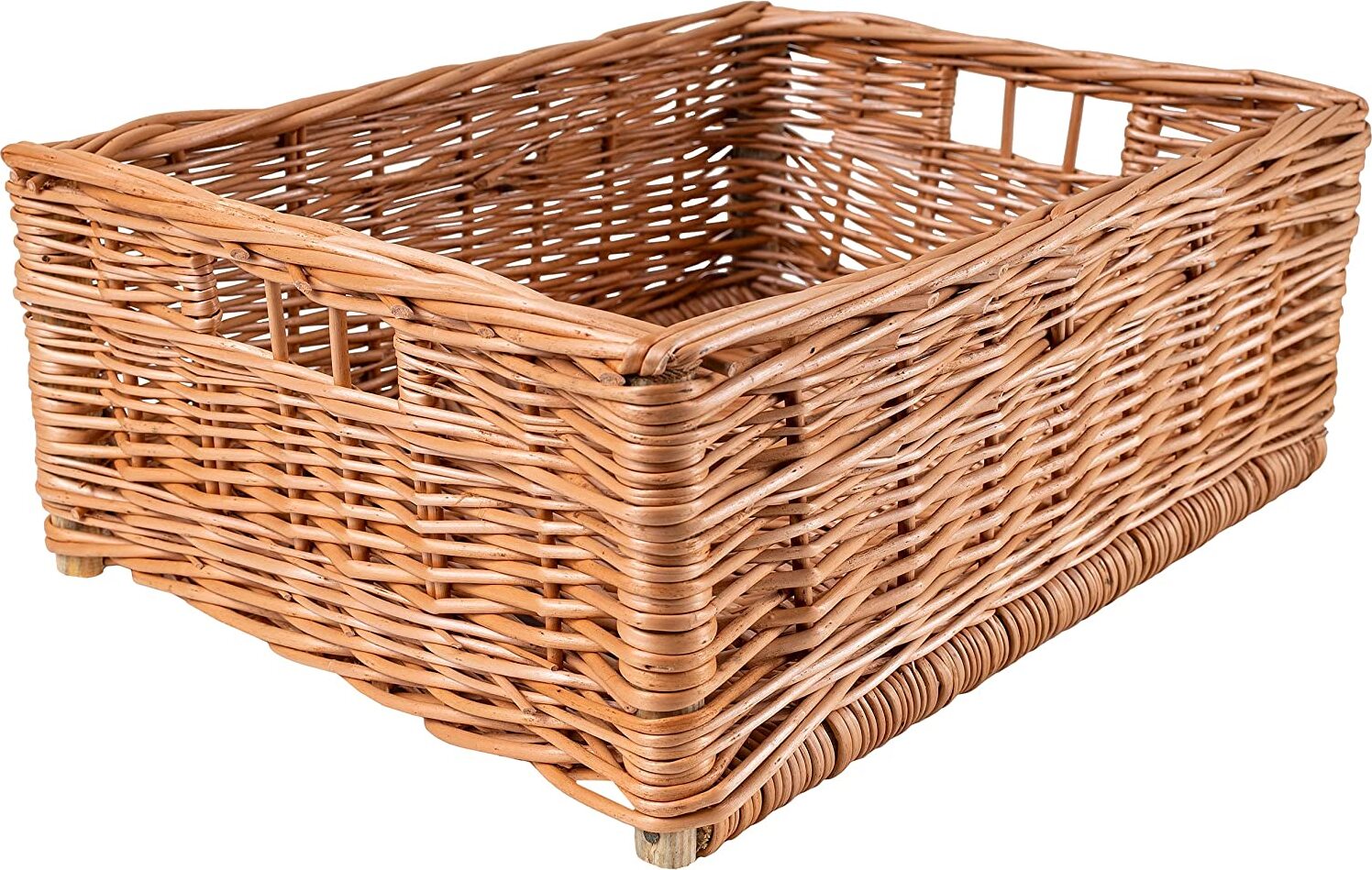 Flache Weidenregalkörbe Mit Deckel – Handgewebte Seegras-Körbe Zur Aufbewahrung (2 Stück, Naturfarben)