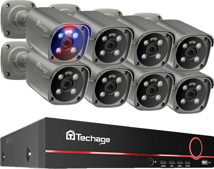 bezpečnostný kamerový systém 4K, obojsmerný zvuk, farebné nočné videnie, 8CH NVR 8PCS kamera, žiadna
