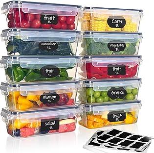 Akhan 10 x 1L Frischhaltedosen mit Deckel, Gefrierdosen, Meal Prep Boxen, BPA-frei, luftdicht, stapelbar – Tupperdosen Set für Essen Box, Gefrierbehälter & Küche 174856751