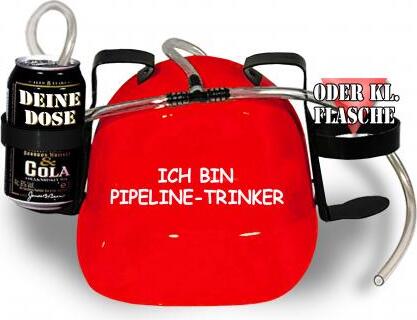 HSK Trinkhelm Spaßhelm mit Print - Ich bin Pipeline-Trinker - 51620 Color - rot