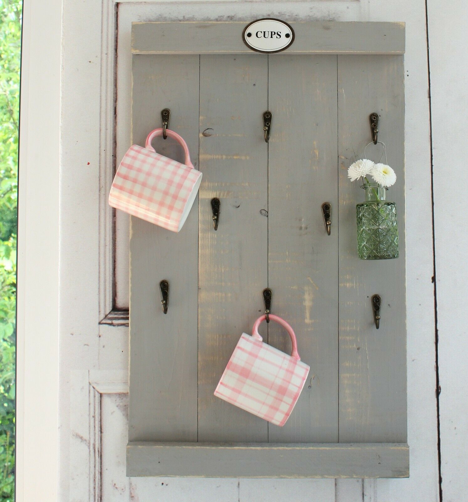 Windschief Living Landhaus Tassenregal Cups CIARA, Tassenhalter Handgefertigt Shabby Chic
