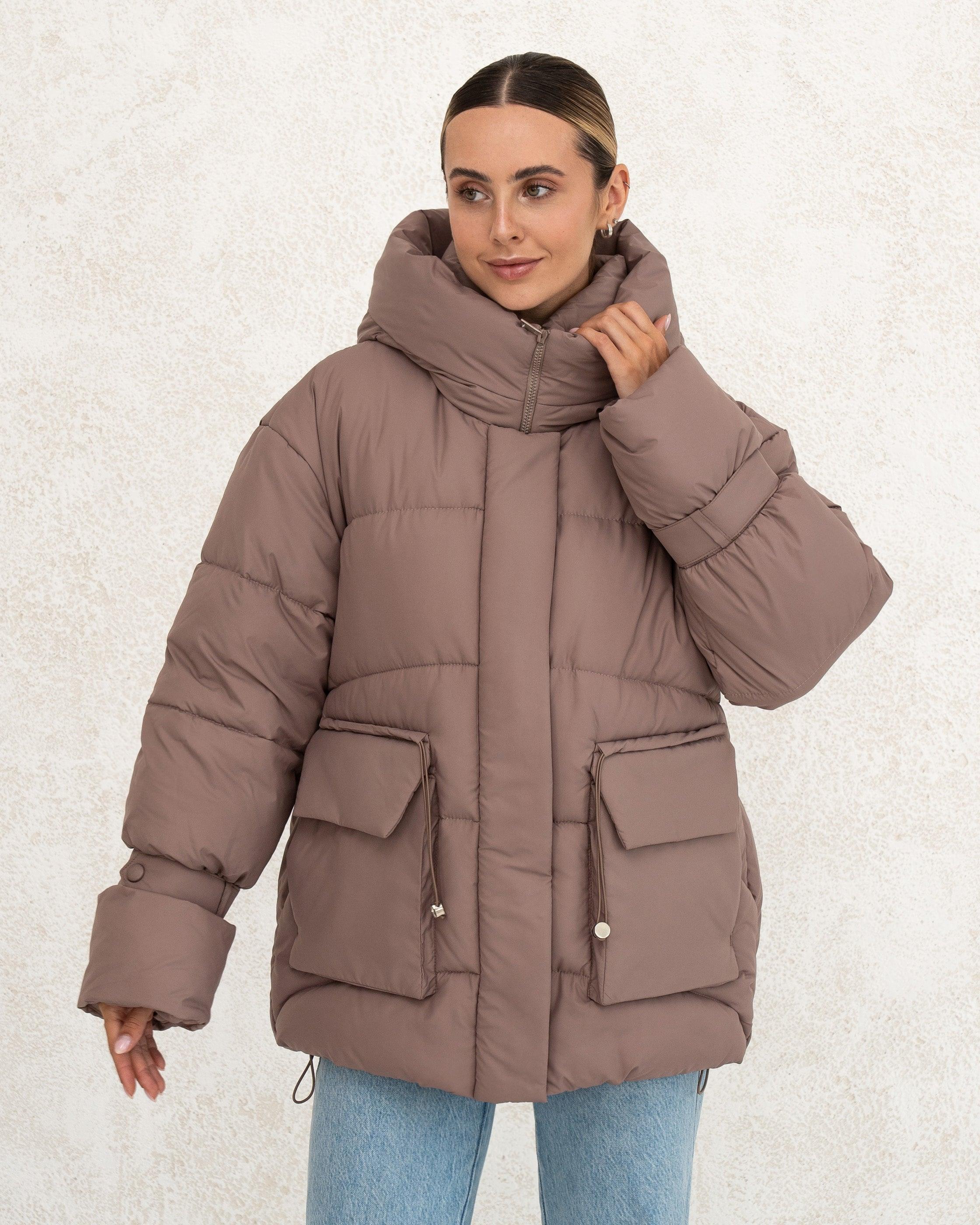 Damen-Winterjacke mit Kunstdaunen 0477 - XL Beige A.G.