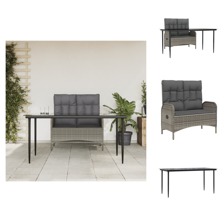 vidaXL 2-dielny záhradný jedálenský set s vankúšmi sivý polyratan - Záhradný nábytok sety