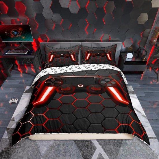 Unyqoos® Gamer-Themenbettset für Jungen mit 3D-Design und geometrischem Muster