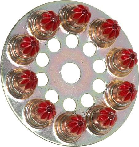 Box von 10 Scheiben mit 10 Pulverladungen 6.3/10 stark rot SPIT - 011658