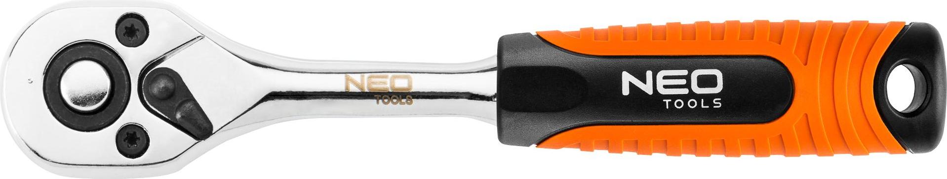 NEO TOOLS Ratsche 3/8", 210 mm, Grundkörper aus CrV-Stahl, Ratschenmechanismus aus CrMo-Stahl, 45 Zähne, Drehrichtungsumschalter 08-508