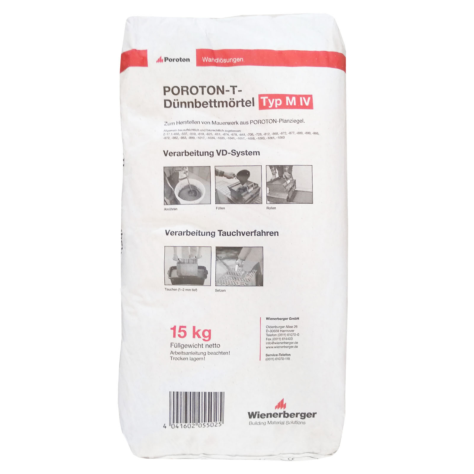 Wienerberger Poroton Dünnbettmörtel Typ M IV 15kg