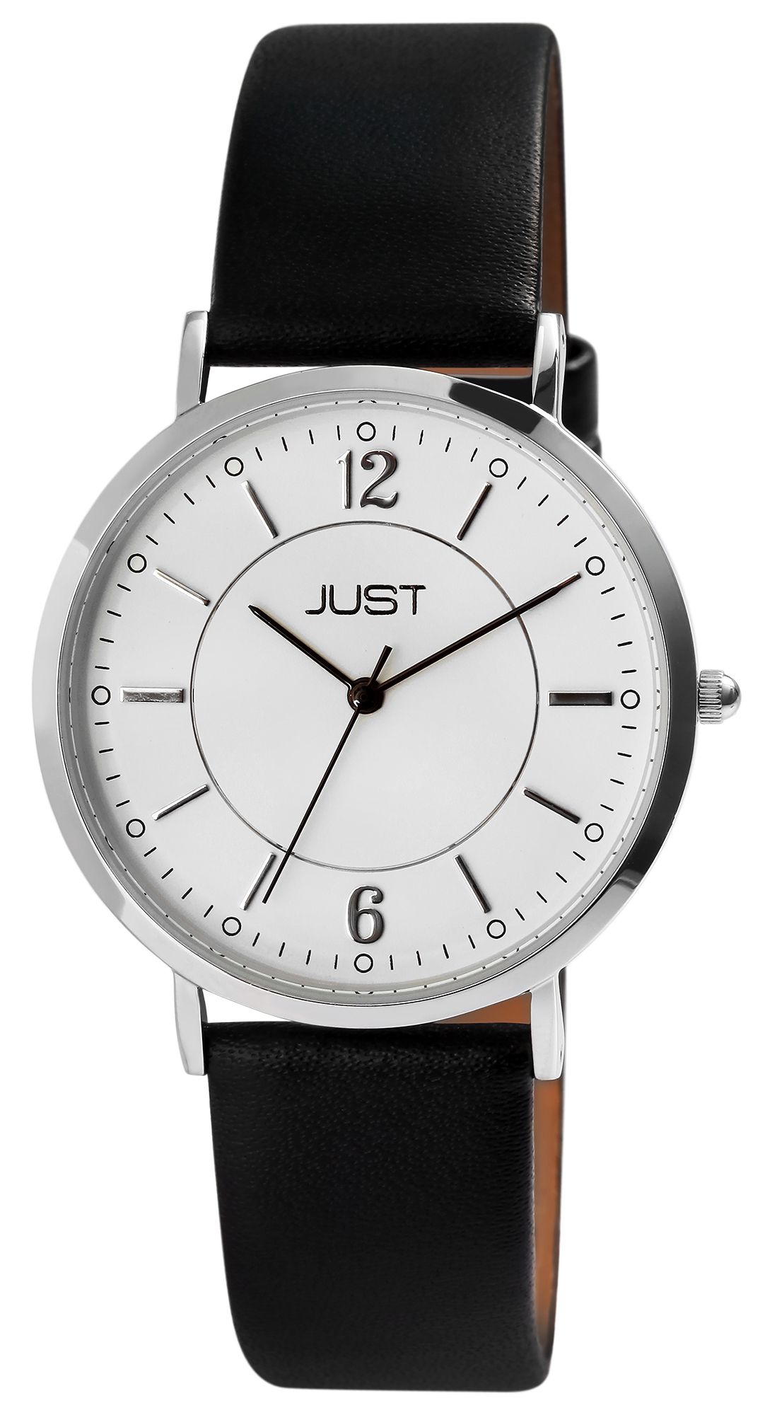 JUST Damen "Lenia" Edelstahluhr mit Echt Lederband JU10201-001