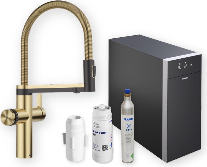 Blanco Choice.ALL Hot+ Soda-Küchenarmatur, Satin Gold