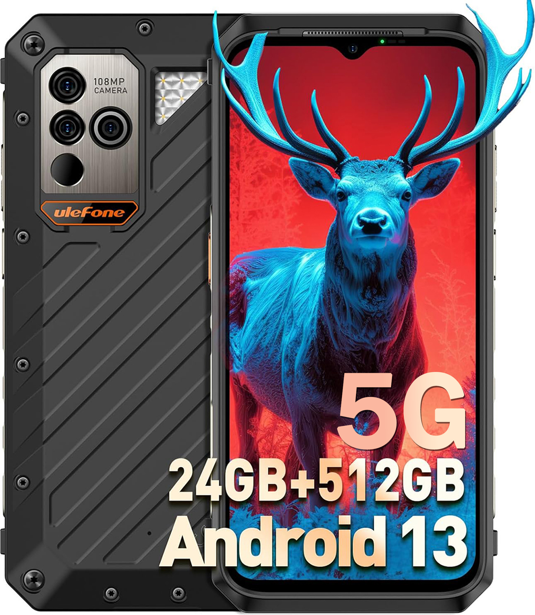 Ulefone Power Armor 18T Ultra 5G vonkajšia termovízna kamera pre smartfóny FLIR® 24G+512GB 6,58" 120Hz 108MP 9600mAh Android 13 WiFi 6 NFC 2024