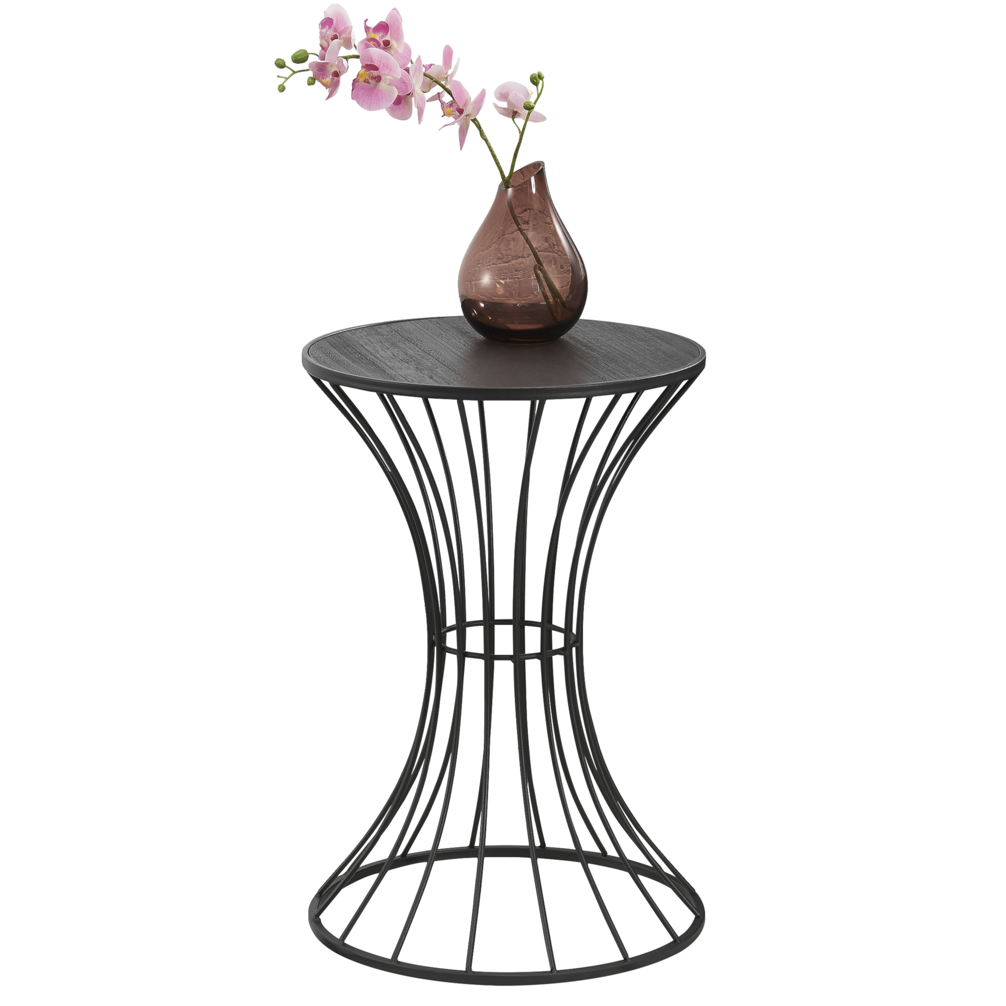 [en.casa] Metall Beistelltisch in Stundenglas-Form Schwarz Couchtisch Sofatisch Wohnzimmertisch Metalltisch