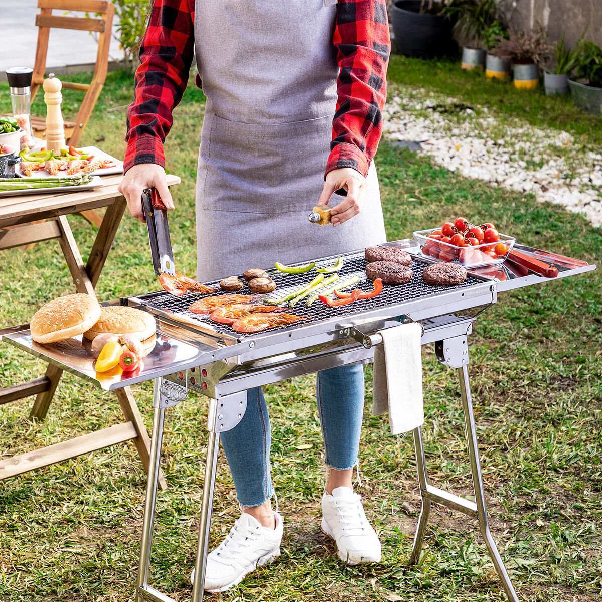 Skladací nerezový gril na drevené uhlie ExelQ InnovaGoods