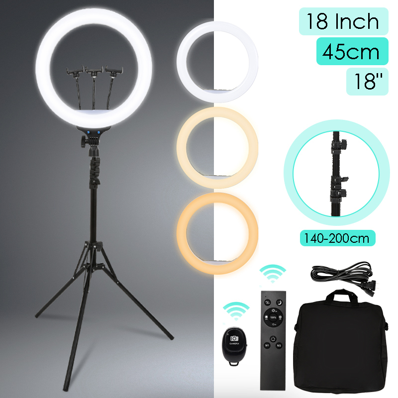 18" LED Ringlicht Makeup Video Lampe 18 Zoll Ringleuchte Dimmbar Blitzlicht