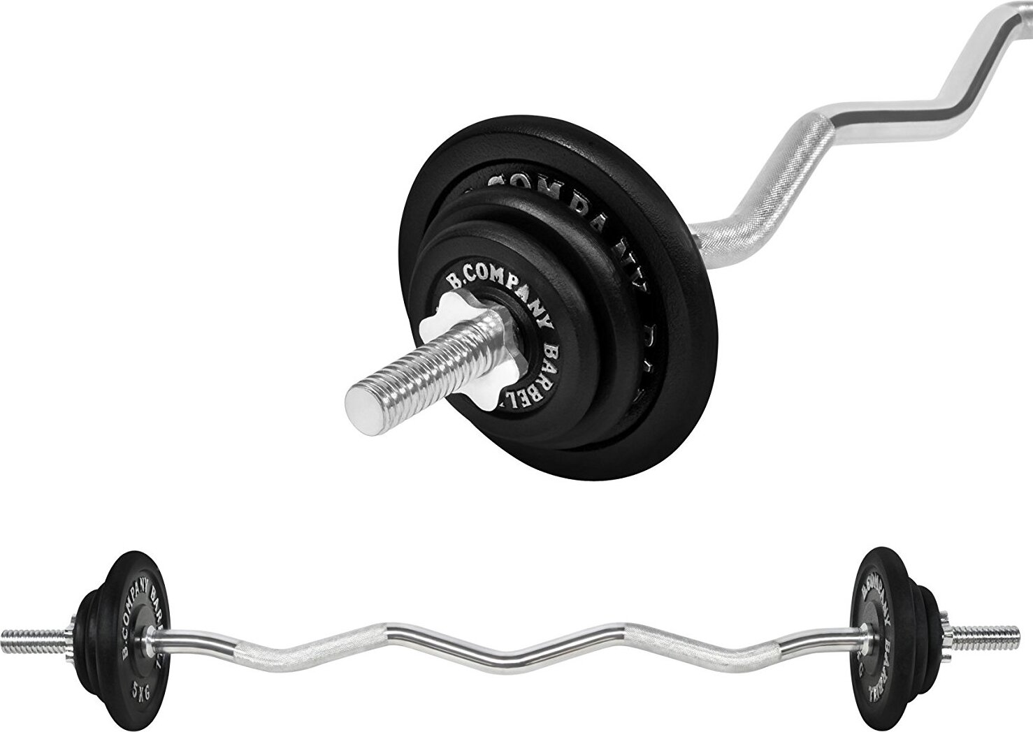 Bad Company Guss Hantel-Set 24 Kg SZ-Curlstange SZ-Hantelstange Hanteln