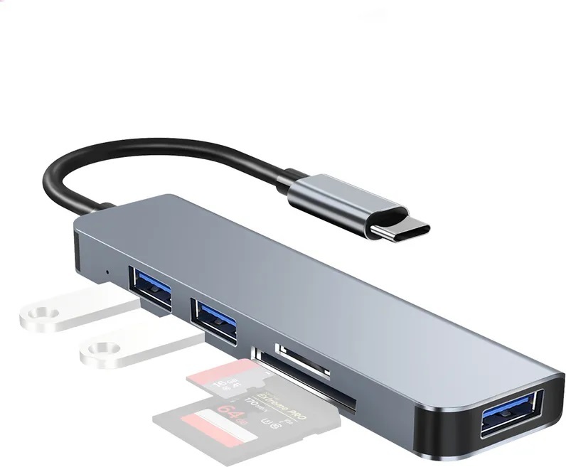 TRADEBIT HUB USB-C ADAPTER USB 3.0 SD Micro SD 5in1