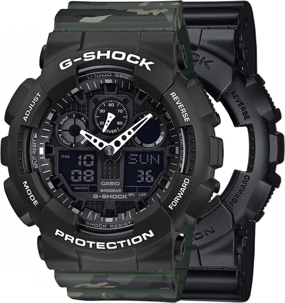 Casio G-Shock SET GA-100-1A1ER hodinky + BEZEL 10508136 + BAND 10561429 20BAR